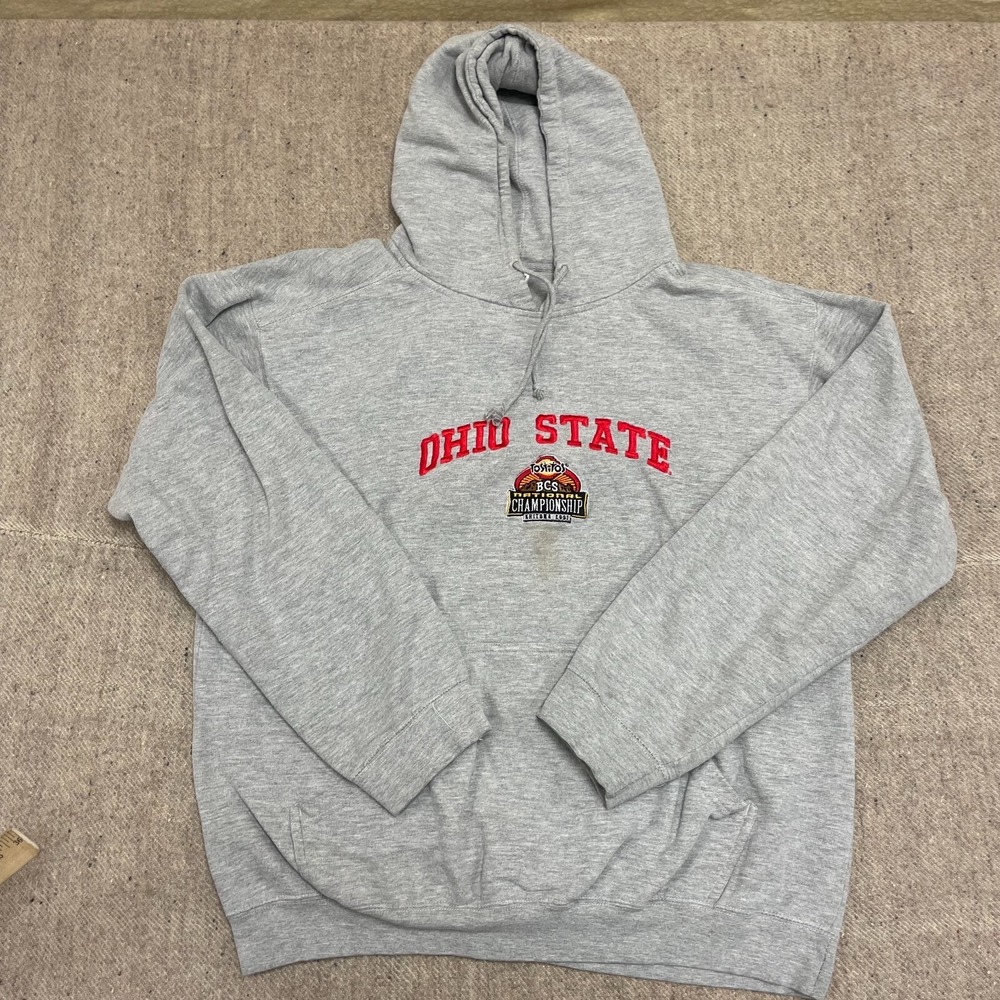Vintage Ohio State BCS Hoodie Men Large Grey 2000s Hanes